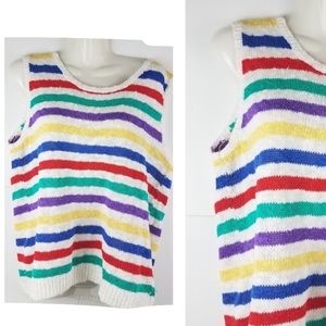 ESSEX FUNCTION TANK TOP STRIPED RAINBOW SZ L